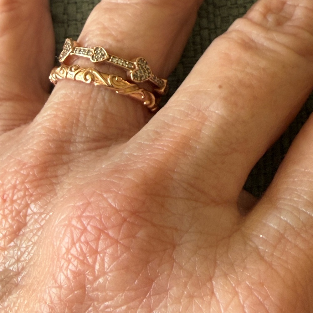 Gold Heart and floral Pandora Women's Ring Set - Picture 2 of 4